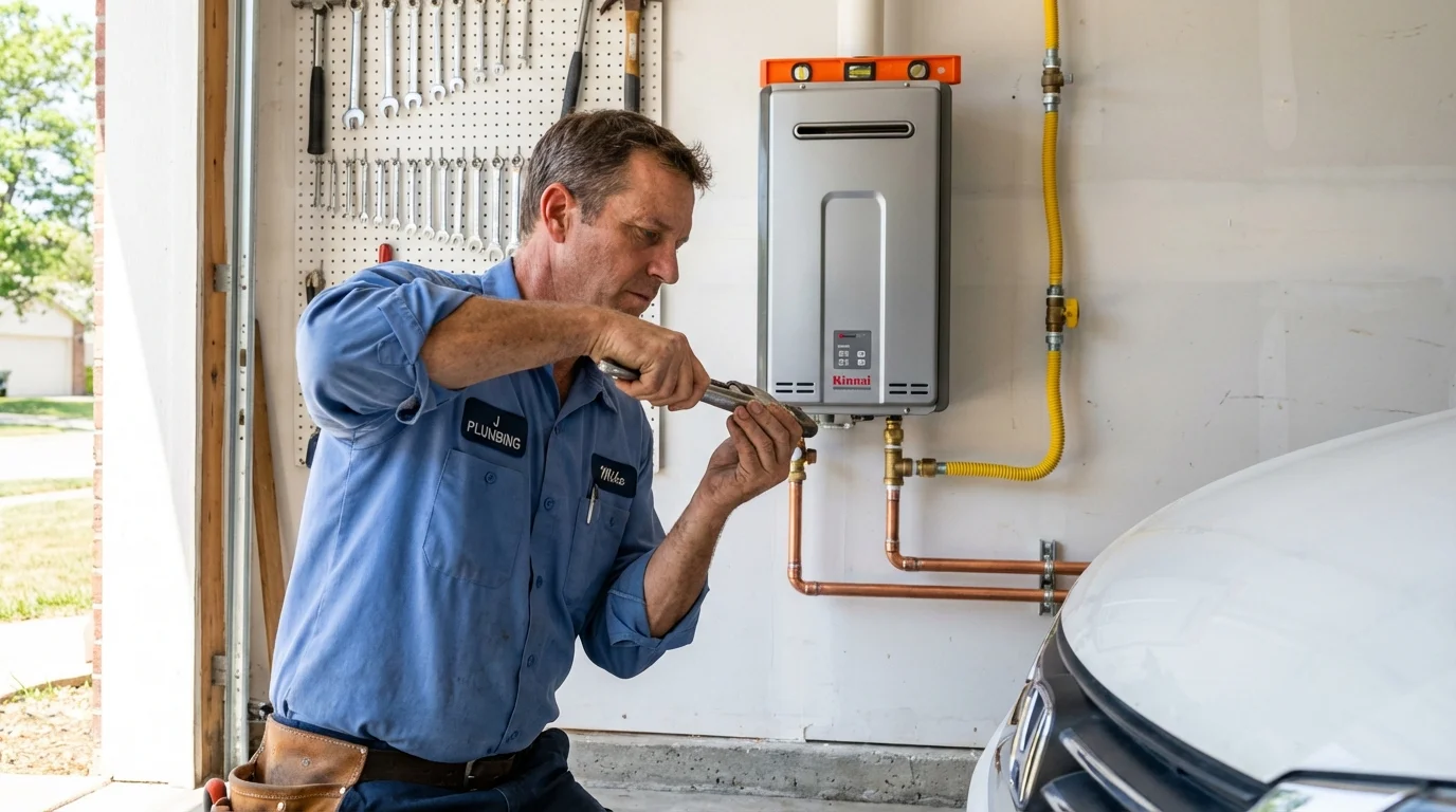 Tankless water heater installation by a Johns Plumbing LLC plumber in Hewlett